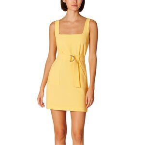 Amanda Uprichard Palmer Mini Dress Women’s Size Small Yellow Belted Sleeveless